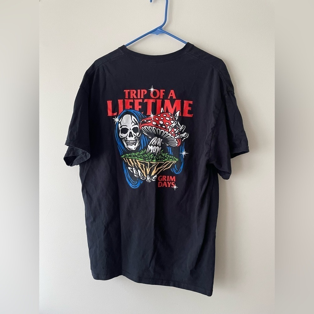 Grim Days Trip Of A Lifetime Skeleton Black Short Sleeve Tee Shirt Size XL